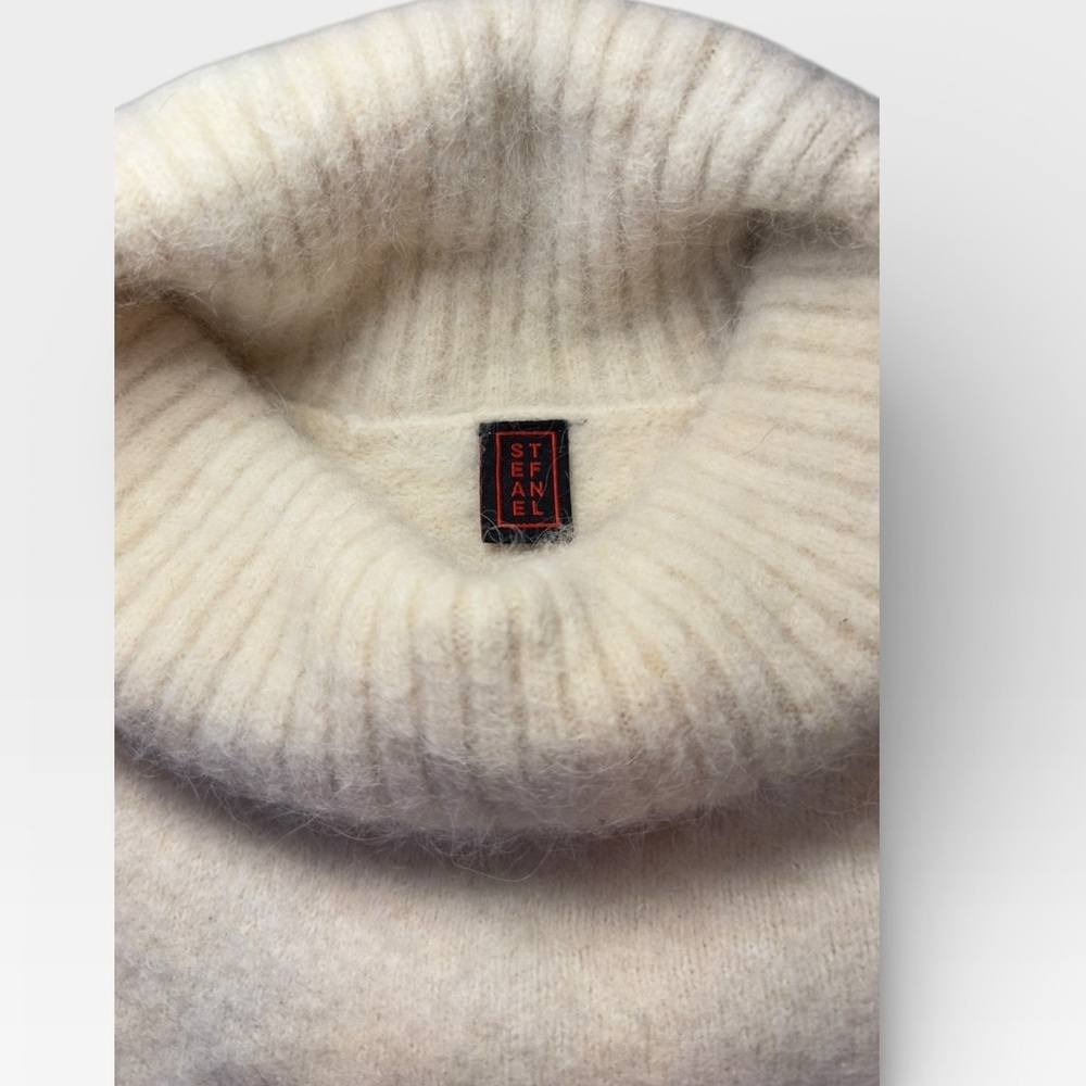 STEFANEL ALPACA WOOL Cream Turtleneck Sweater XSMALL - Picture 6 of 8